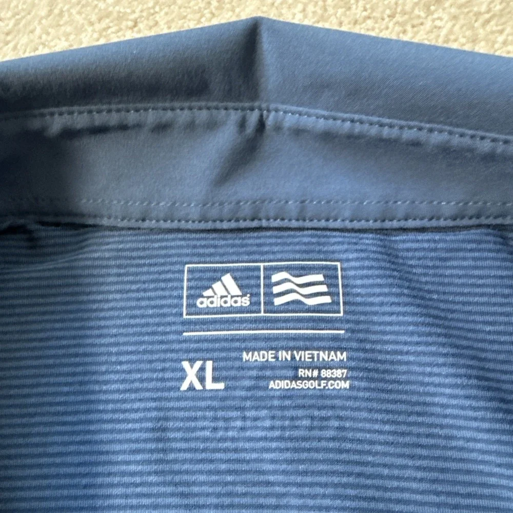 The Players TPC Sawgrass Golf Polo Shirt Sz XL Adidas Blue Striped‎